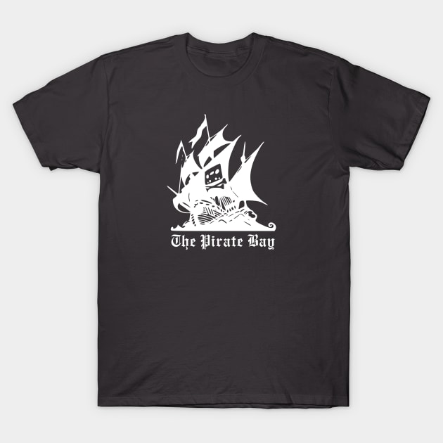 The Pirate Bay Logo in White T-Shirt by stickerfule